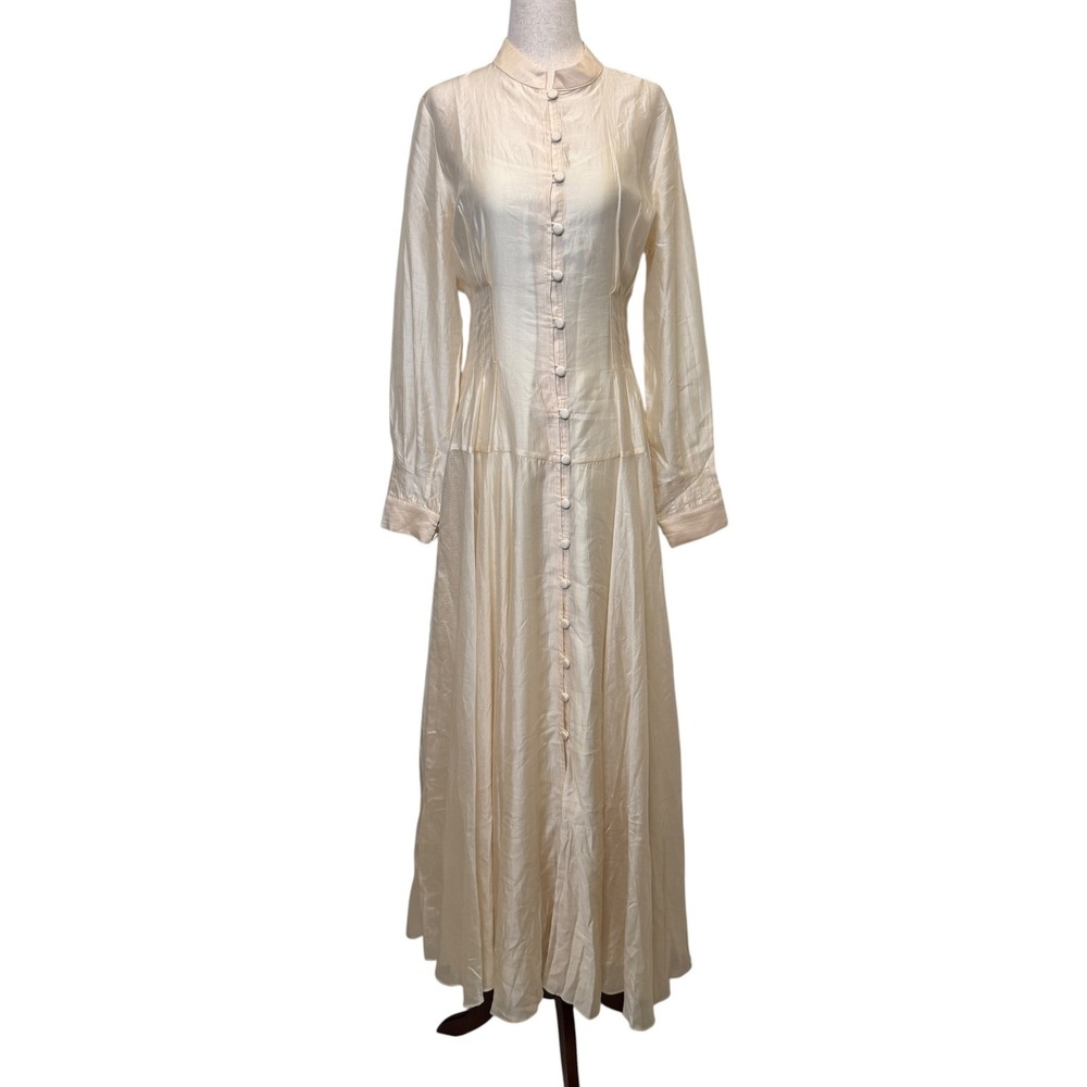 Tuckernuck Marbella Maxi Dress S Champagne Organza Button Front Ethereal Regency